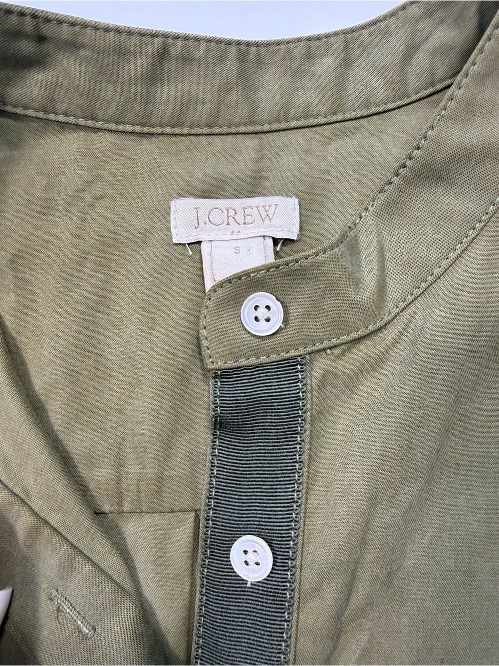 J. Crew Olive Green Short Button-Front Midi Dress